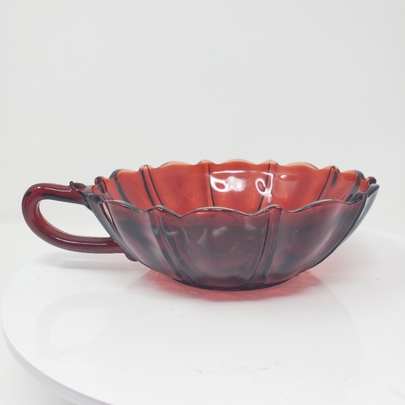 VTG Anchor Hocking Ruby Red Oyster and Pearl Nappy Dish - Picture 3 of 4